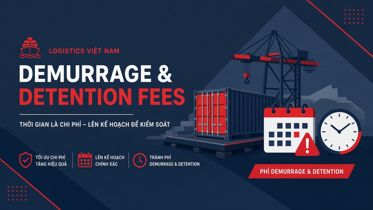 Minh họa demurrage tại cảng và detention tại depot — timeline free time container